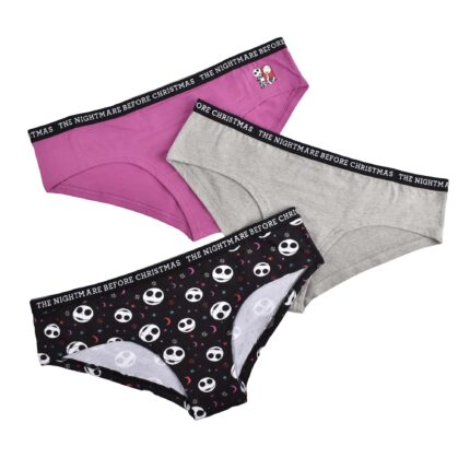 The Nightmare Before Christmas Women's 3-Pack Hipster, Black, Medium