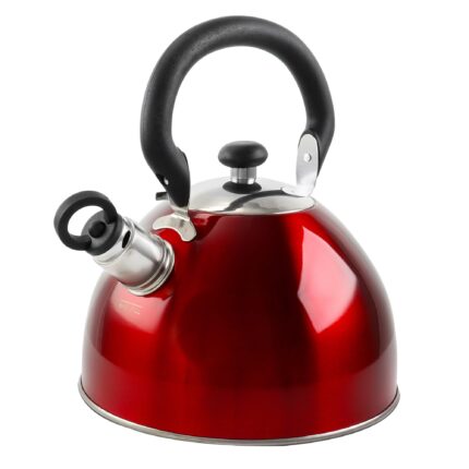 Mr. Coffee Morbern 1.8 Quart Stainless Steel Whistling Tea Kettle, Red